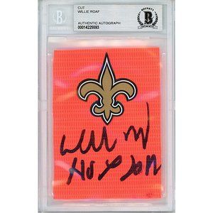 Willie Roaf Signed Saints Football Endzone Pylon Piece Beckett Autograph Slab